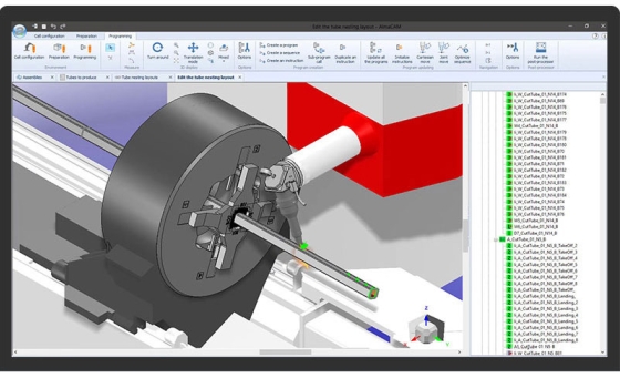 Almacam Tube, logiciel de programmation pour machines de découpe de tubes et profilés